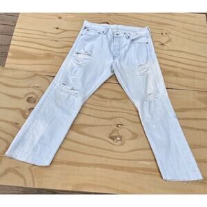 DENIM & SUPPLY Ralph Lauren Prospect Slim Ripped Jeans Men’s White SIZE 33 X 32‎